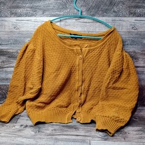 Vintage-Inspired Bronze Cropped Cardigan Sweater - Size 3X